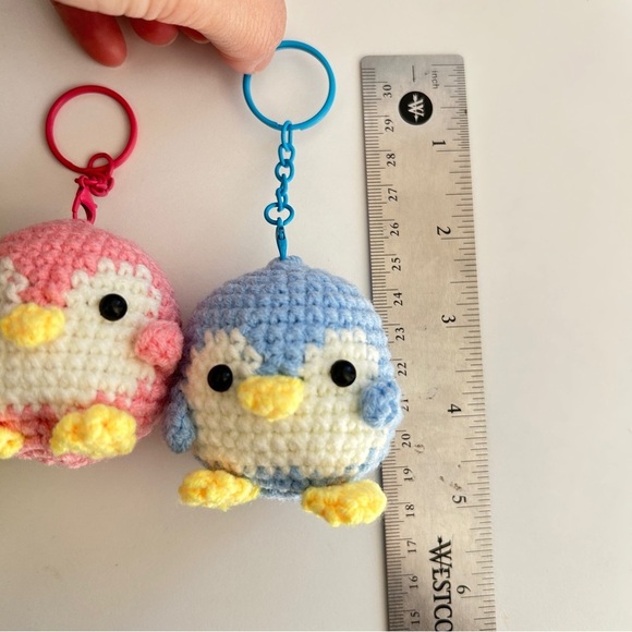 Handmade Crochet Knit Cute Penguin Keychains Bag Charm in Green - Picture 10 of 15